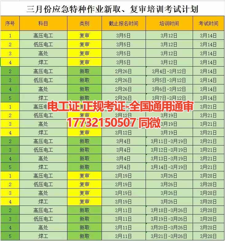 2025年3月石家莊應(yīng)急局低壓電工證考試時(shí)間